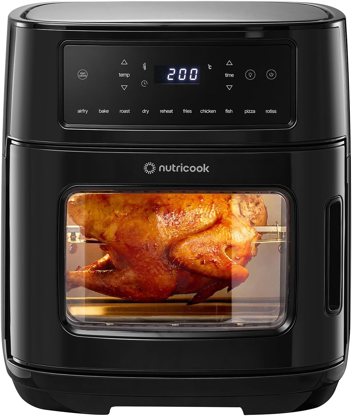 Nutricook 12L Air Fryer Oven with Rotisserie, TwinCrisp Top & Bottom Heating