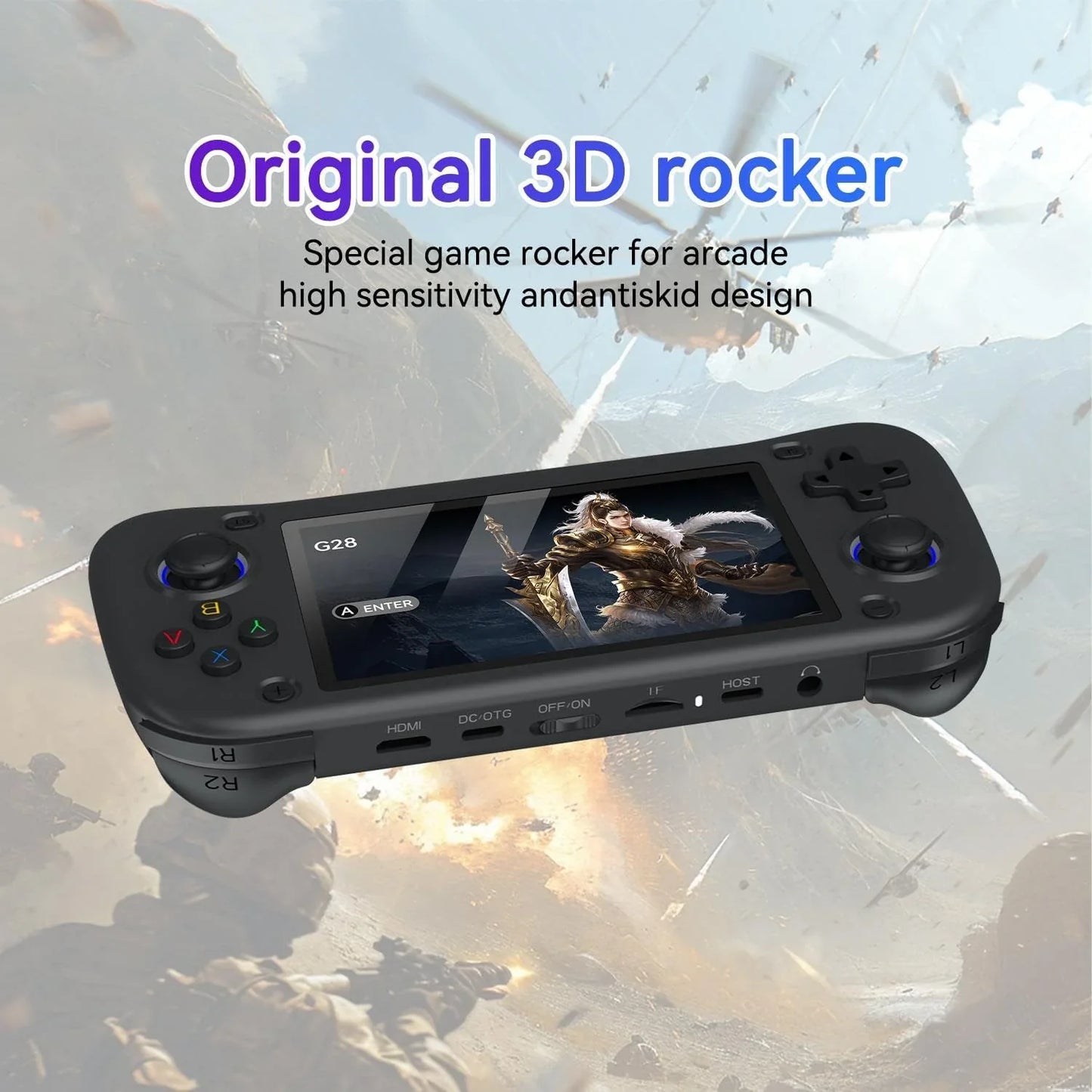 G28 Retro Handheld Game Console, 4.3-Inch HD Screen, 64GB Card, Multi-Emulator