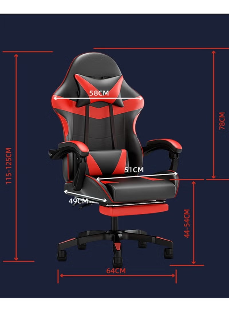 Gaming Chair with USB Massage Cushion, Footrest & Armrests