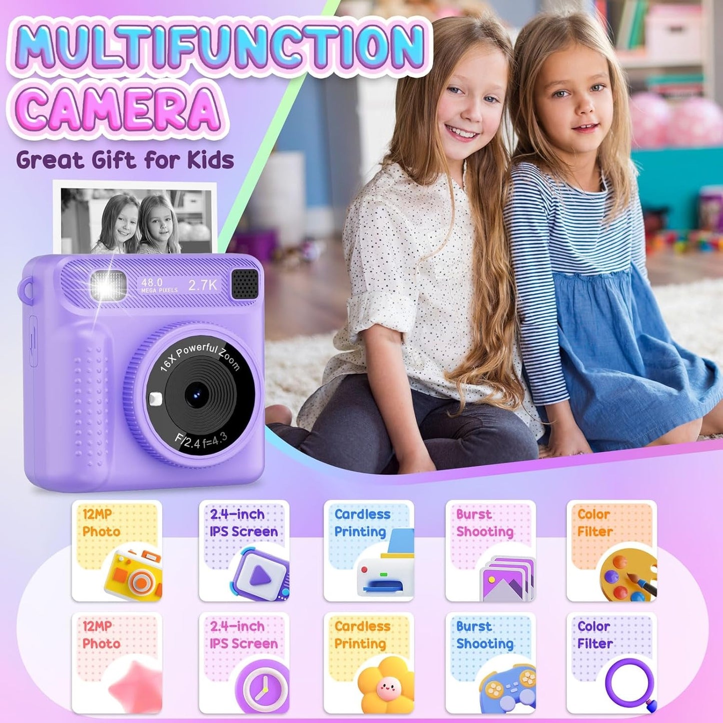 Instant Print Camera for Kids