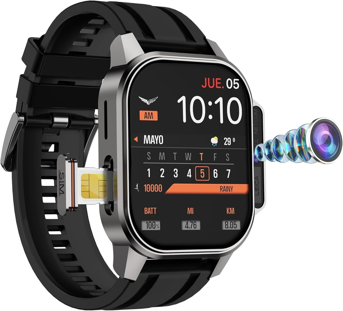 Porodo Spectre Smart Watch with Double Camera Black dial and Black Strap