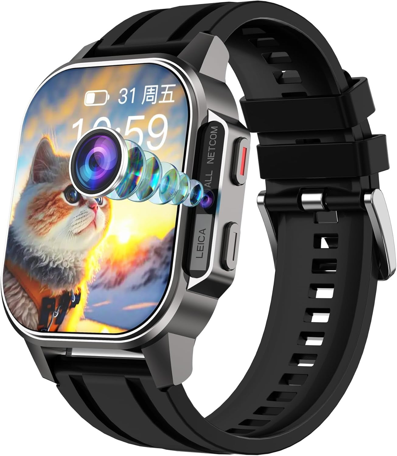 Porodo Spectre Smart Watch with Double Camera Black dial and Black Strap
