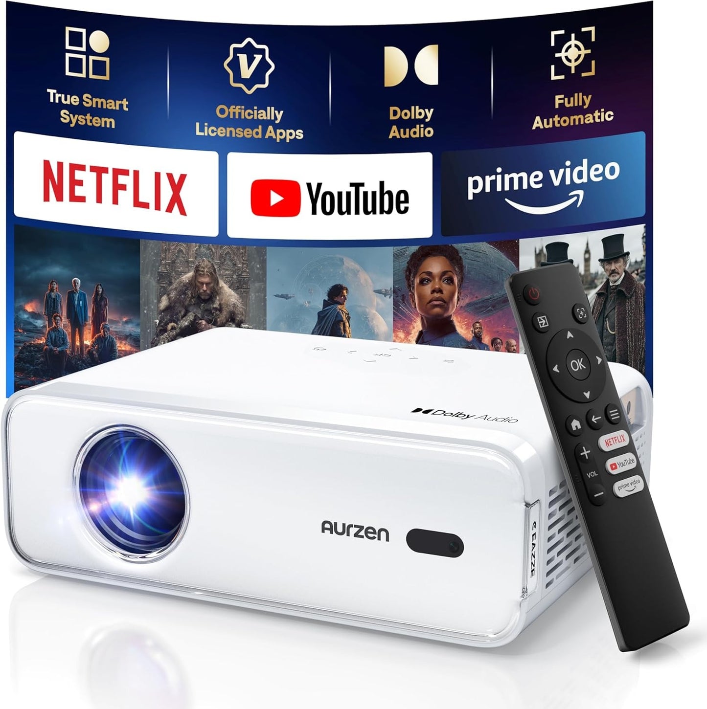 Smart Projector with WiFi and Bluetooth, Netflix-Officially-Licensed