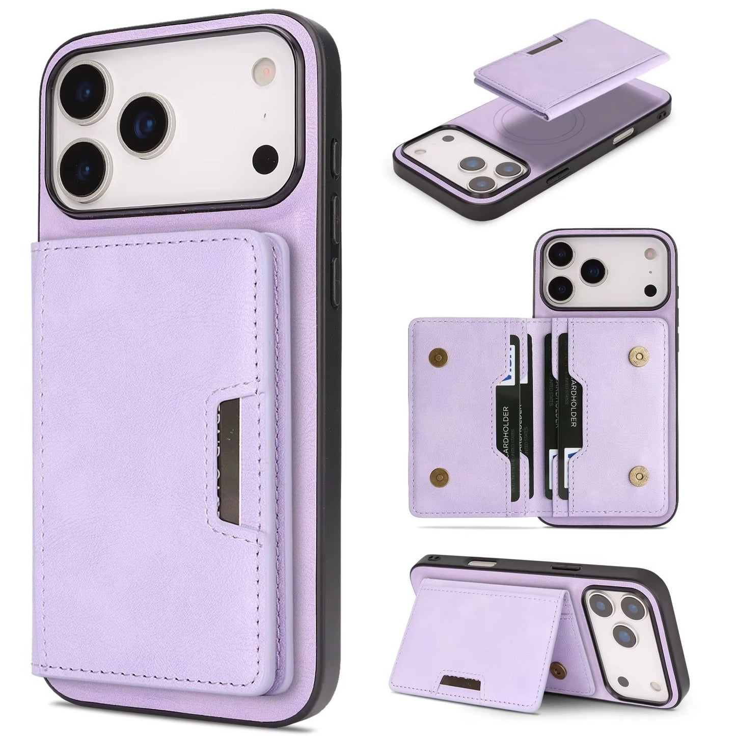 iPhone 17 Pro Max Wallet Case, Magnetic Clasp Cover with Card Holder