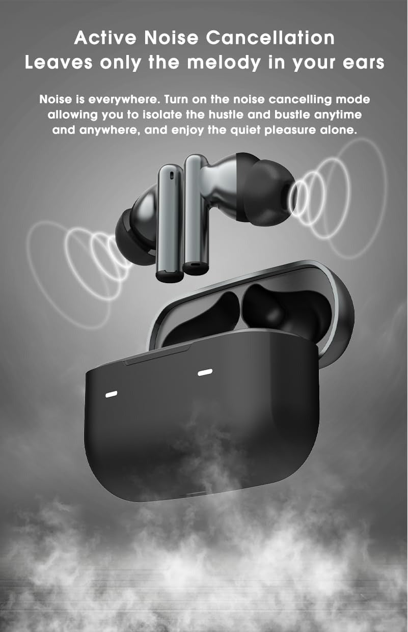 Wireless Earbuds, Bluetooth Headphones with ENC Noise Canceling Translucent Earphones