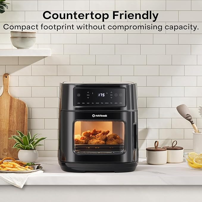 Nutricook 12L Air Fryer Oven with Rotisserie, TwinCrisp Top &amp; Bottom Heating