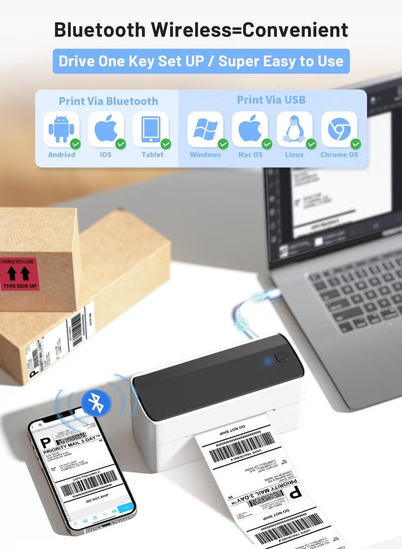 Bluetooth Thermal Label Printer, Shipping label printer 4x6, Label Printer for Home, Office and Business