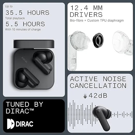 CMF Nothing Buds 2A Dark Grey | ANC Wireless Earbuds with Clear Voice Tech