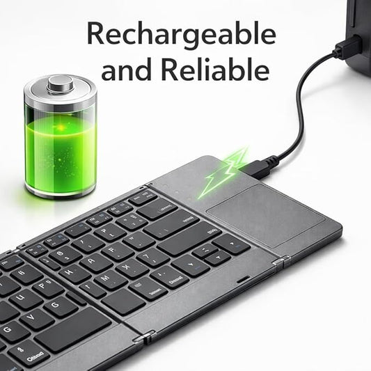 Foldable Bluetooth Keyboard with Touchpad, Portable Wireless Keyboard for Tablet Phone and Laptop