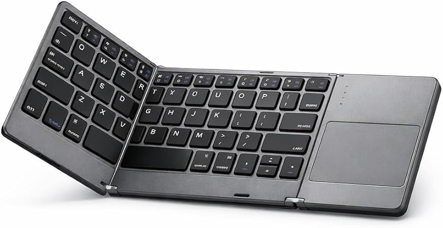 Foldable Bluetooth Keyboard with Touchpad, Portable Wireless Keyboard for Tablet Phone and Laptop