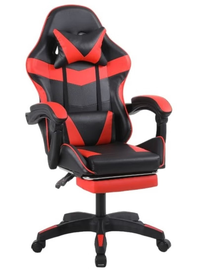 Gaming Chair with USB Massage Cushion, Footrest & Armrests