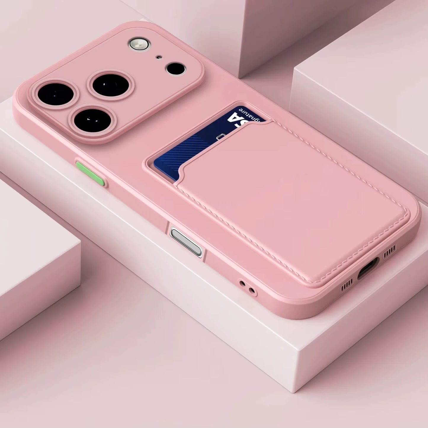Imitation Silicone Card Slot Cases for iPhone 17 Pro Max Air 13 12 Mini Funda for iPhone 16 Pro Max 14 15 Plus Soft Phone Cover