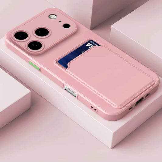 Imitation Silicone Card Slot Cases for iPhone 17 Pro Max Air 13 12 Mini Funda for iPhone 16 Pro Max 14 15 Plus Soft Phone Cover
