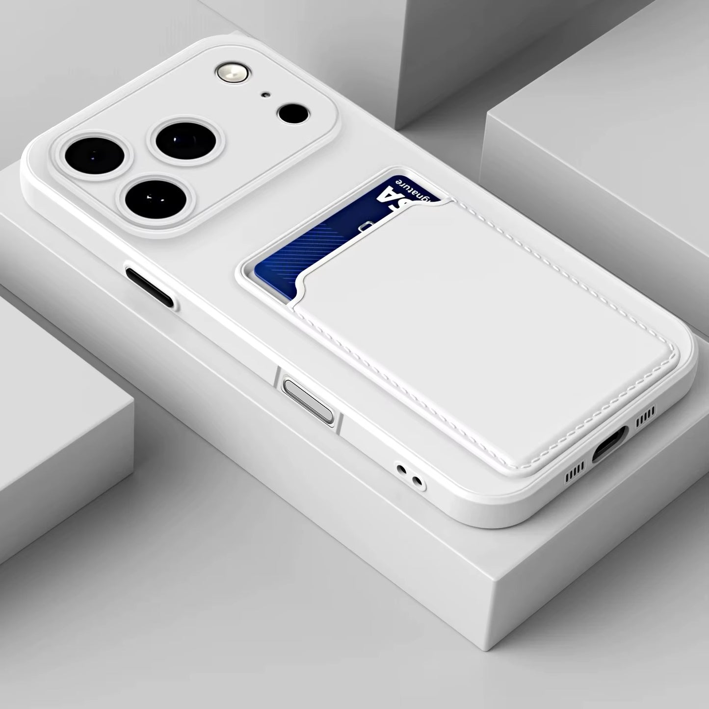 Imitation Silicone Card Slot Cases for iPhone 17 Pro Max Air 13 12 Mini Funda for iPhone 16 Pro Max 14 15 Plus Soft Phone Cover