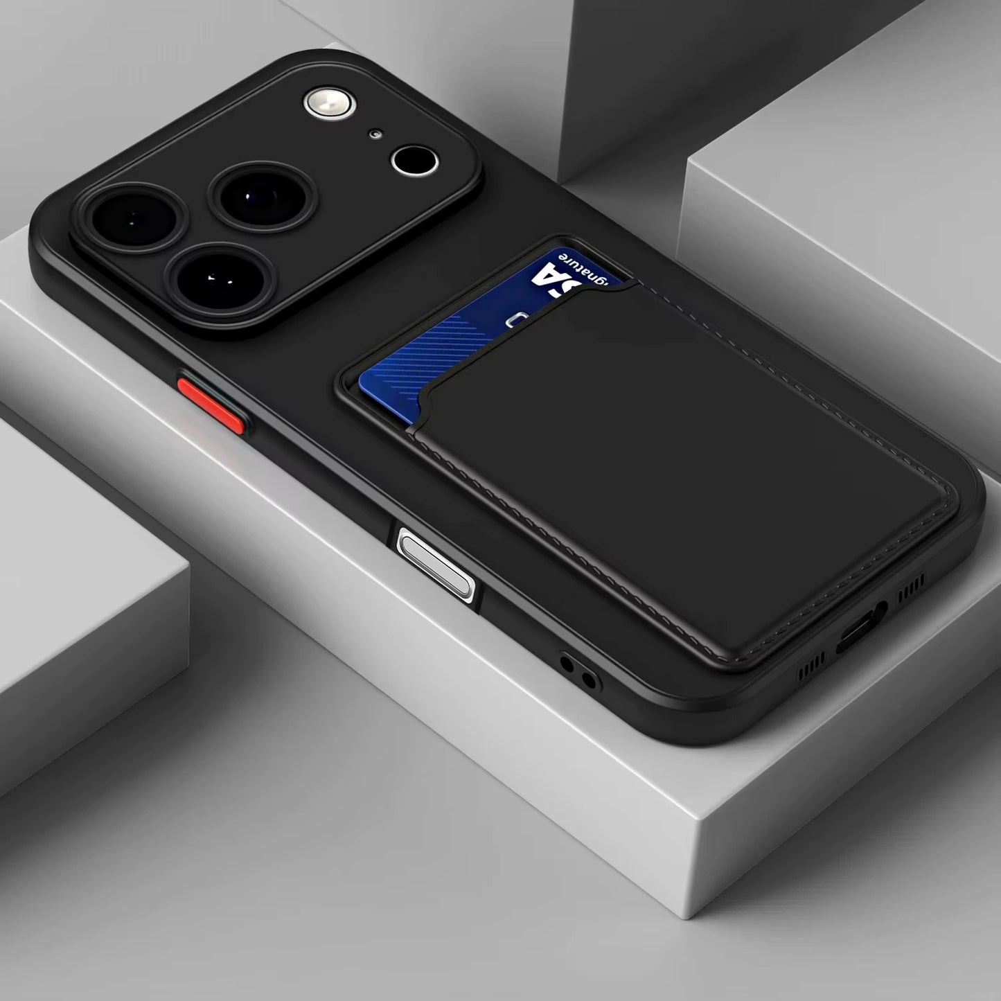 Imitation Silicone Card Slot Cases for iPhone 17 Pro Max Air 13 12 Mini Funda for iPhone 16 Pro Max 14 15 Plus Soft Phone Cover