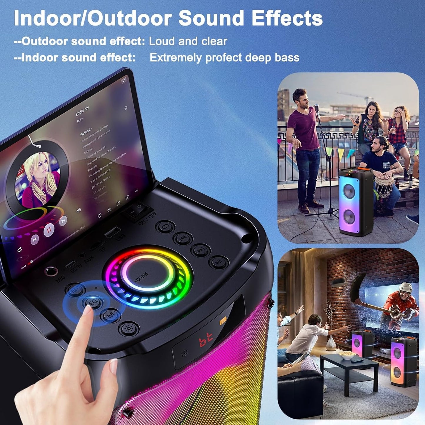 JYX Karaoke Machine with 2 Wireless Microphones, Portable Bluetooth Speaker