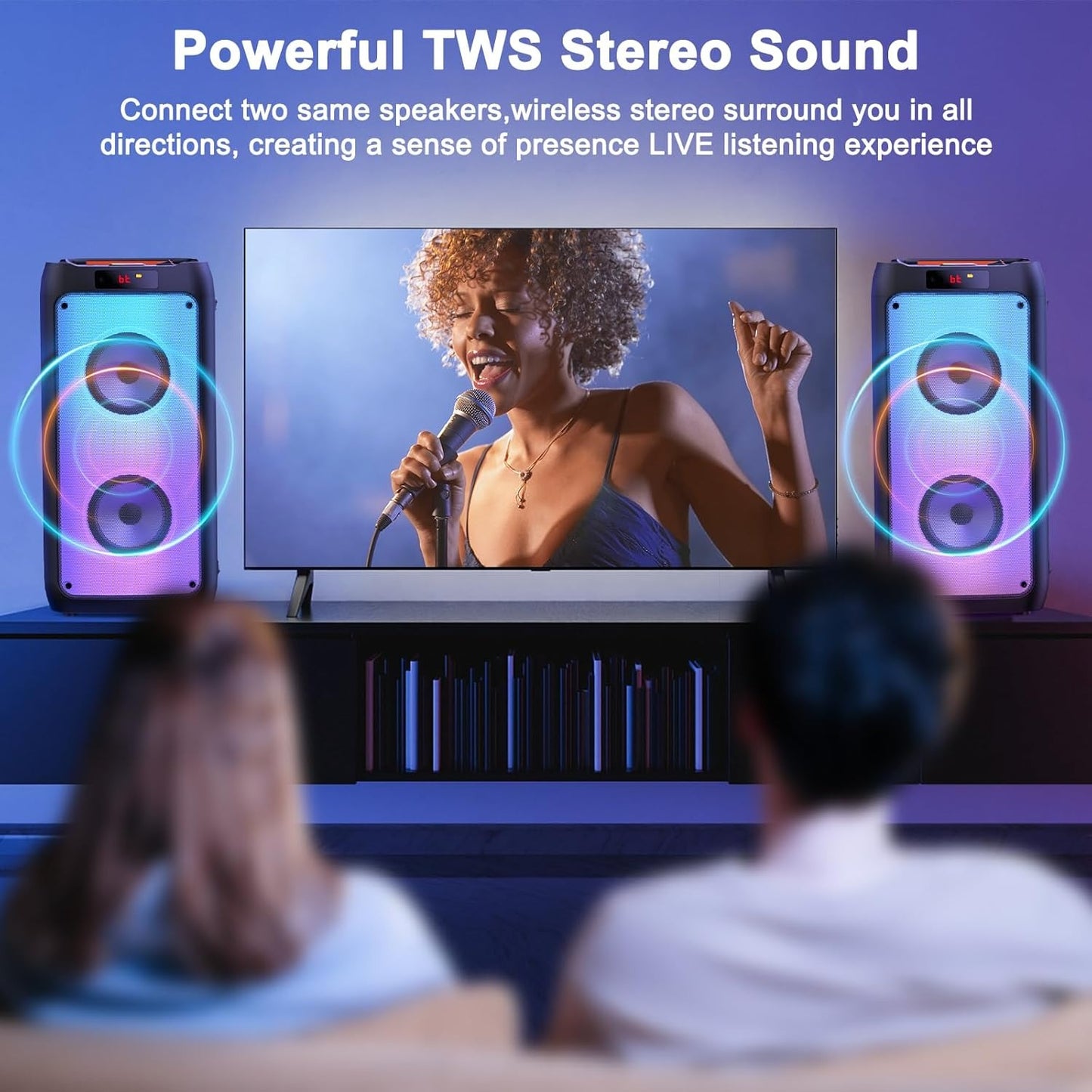 JYX Karaoke Machine with 2 Wireless Microphones, Portable Bluetooth Speaker