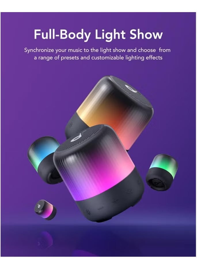 Soundcore Glow Mini Portable Speaker, Bluetooth Speaker with 360° Sound, Light Show, 12H Battery, Customizable EQ and Light