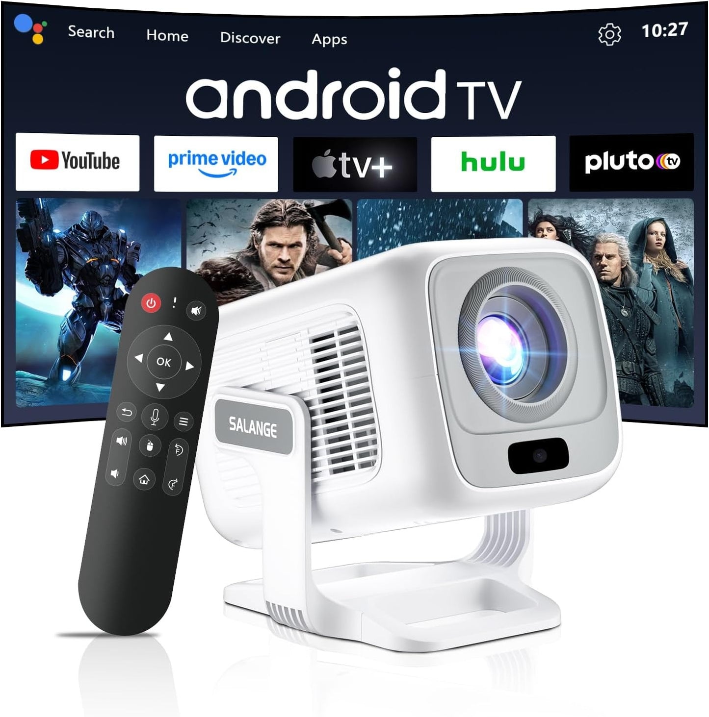 Mini Smart Projector 4K,Movie Projector with Built-in Apps