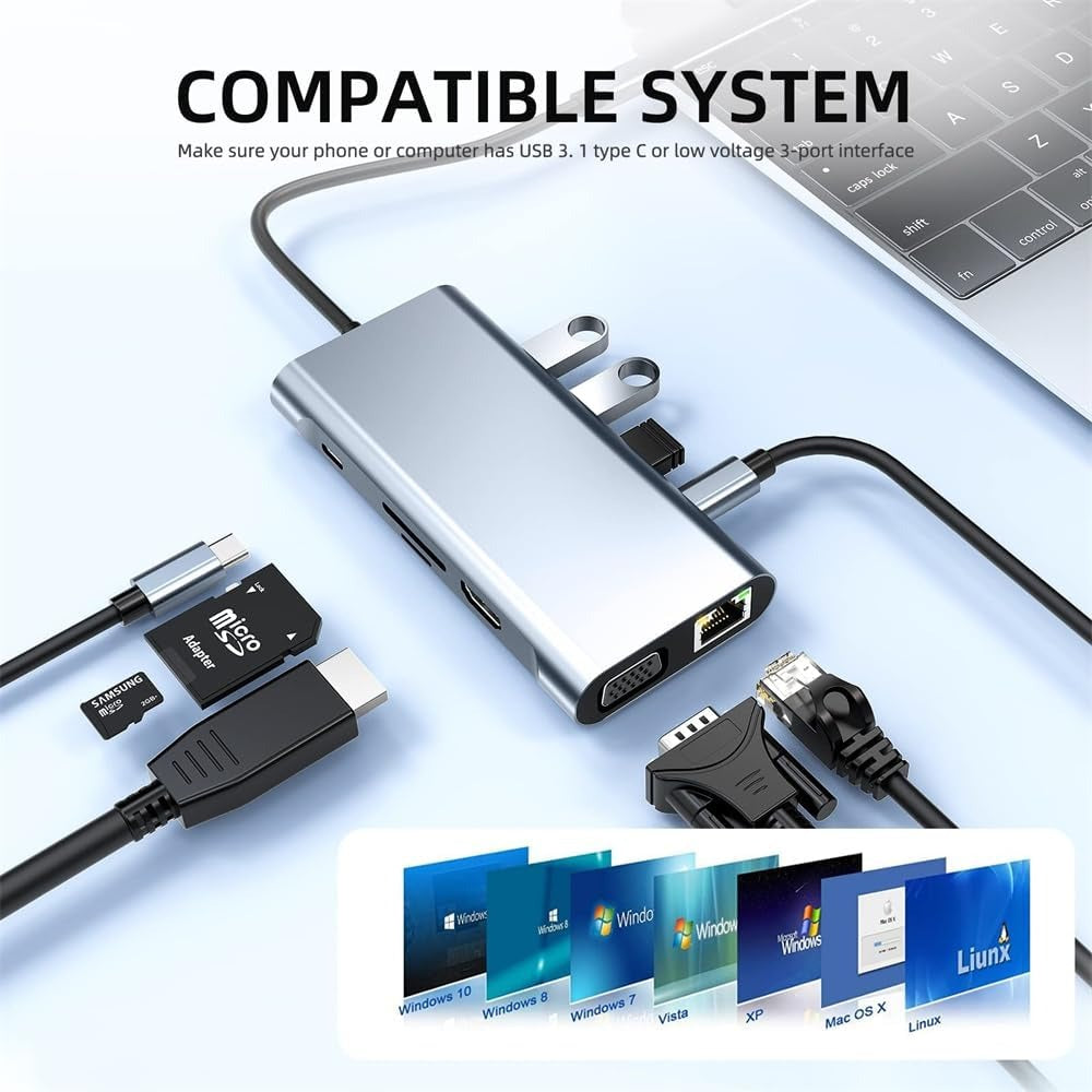 High Quality 11-in-1 USB C Hub Multiport Adapter