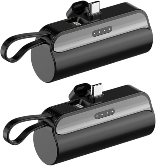 2-Pack 5000mAh Mini Power Bank Type-C Connector
