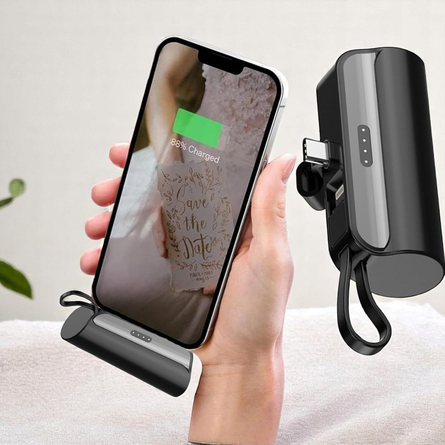 2-Pack 5000mAh Mini Power Bank Type-C Connector