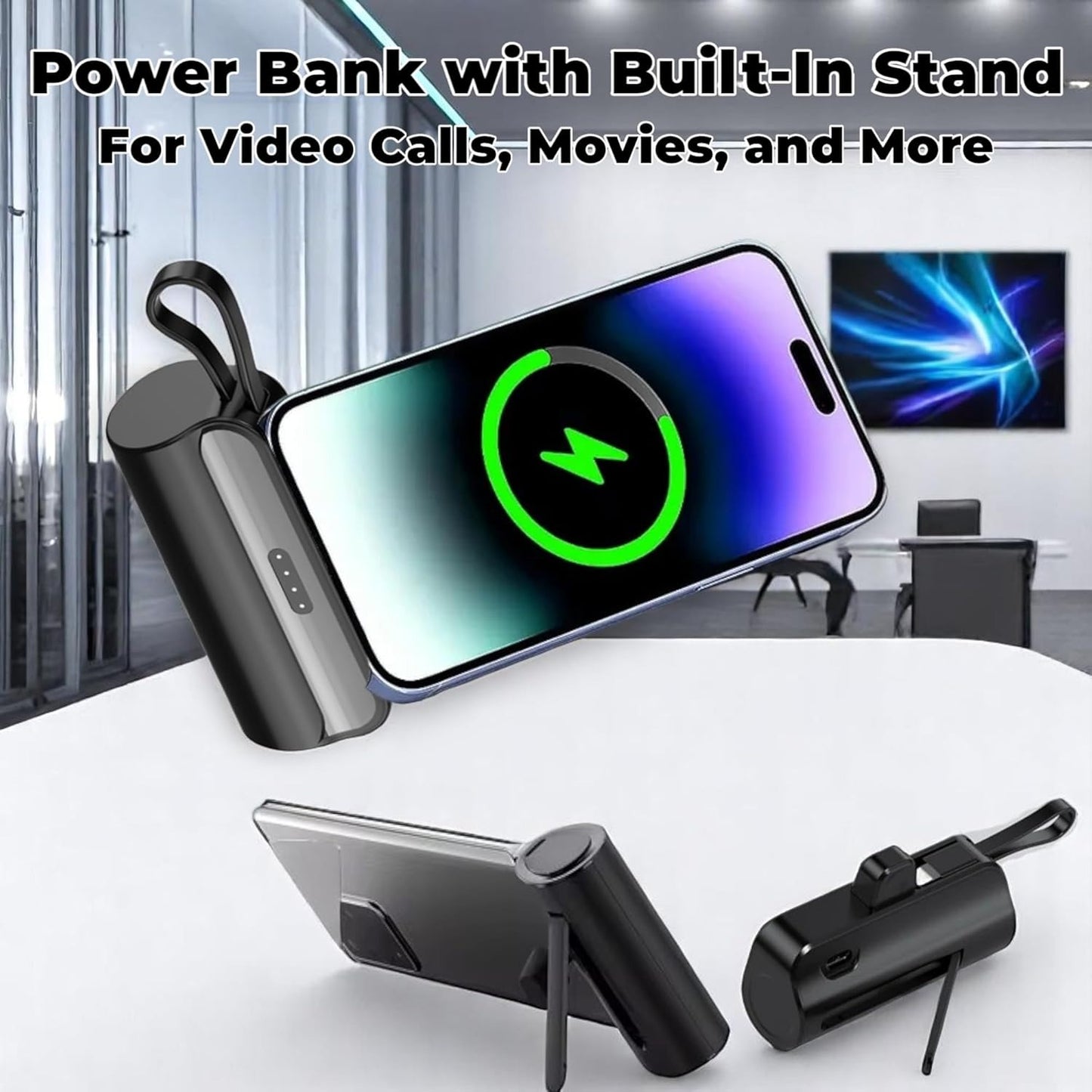 2-Pack 5000mAh Mini Power Bank Type-C Connector