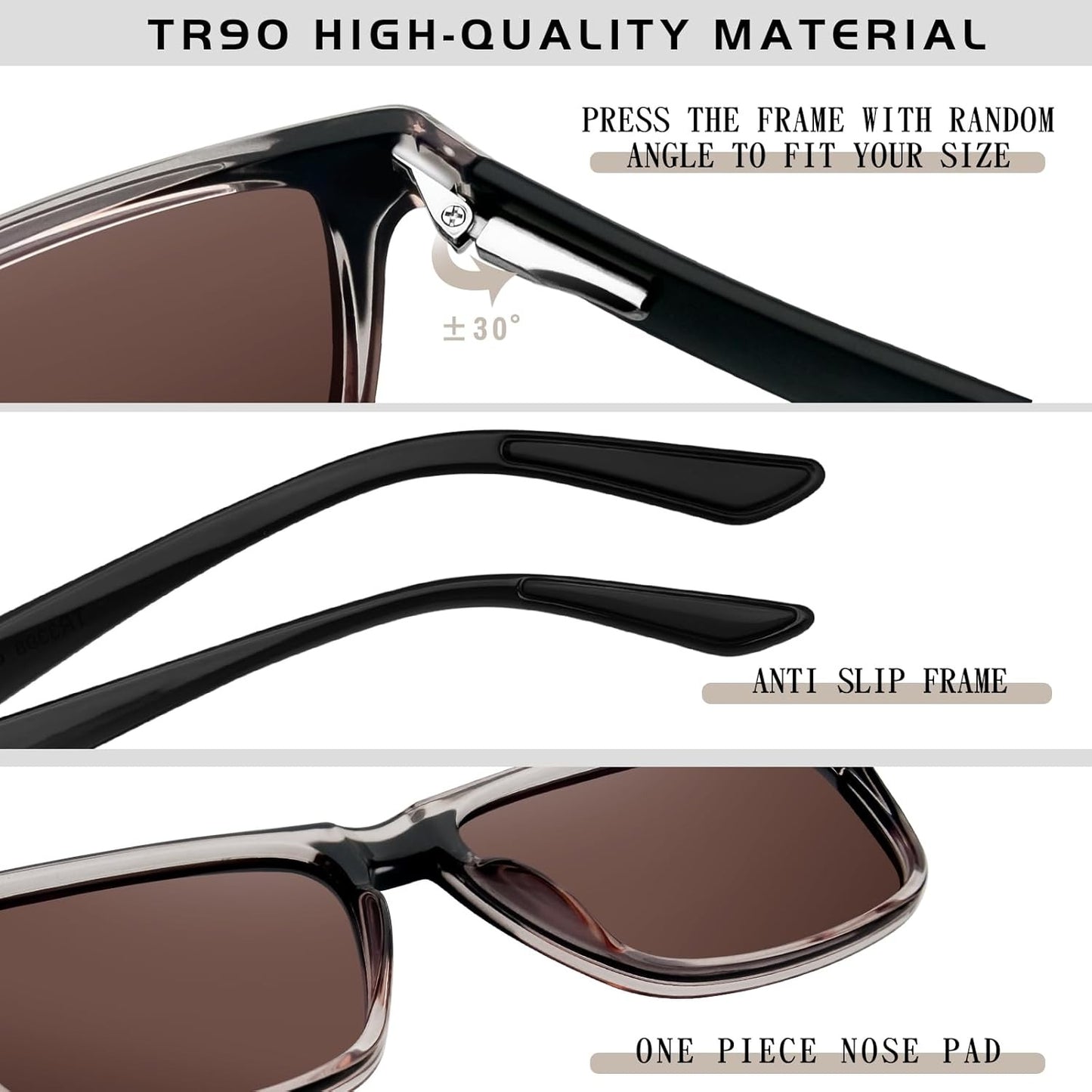 Polarized Sunglasses for Women UV400 Protection TR90 Lightweight Mens Square Sun Glasses for Driving Cycling Fishing