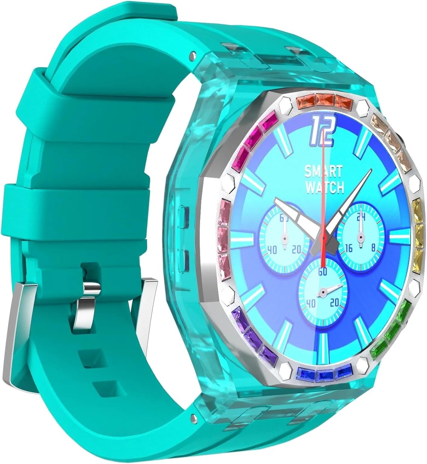 Porodo CristalloAP Smart Watch Transparent dial w/Extra Blue Silicone Band