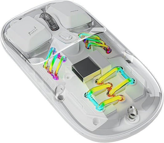 Porodo Transparent Dual-Mode Wireless Mouse RGB Light And Magnetic Cover