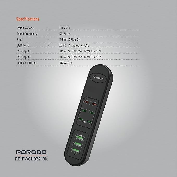 Porodo 50W Multiport USB Strip