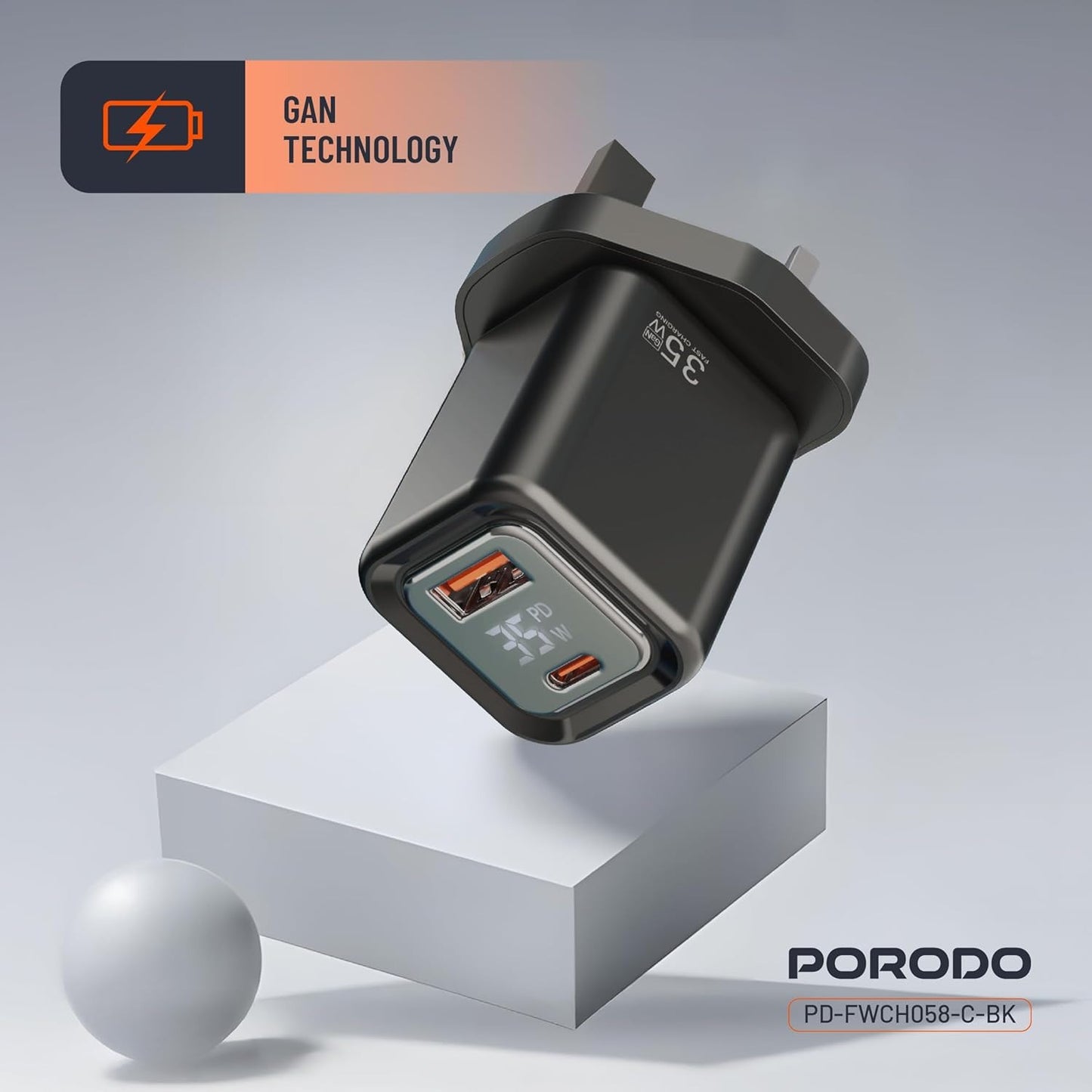 Porodo Main Charger With Digital Display