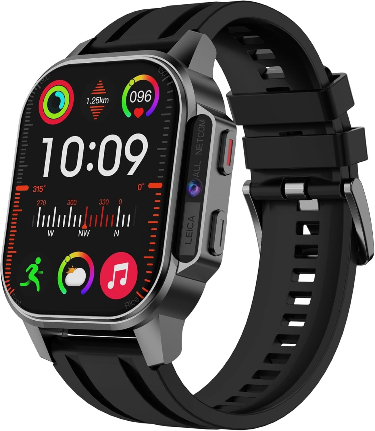 Porodo Spectre Smart Watch with Double Camera Black dial and Black Strap