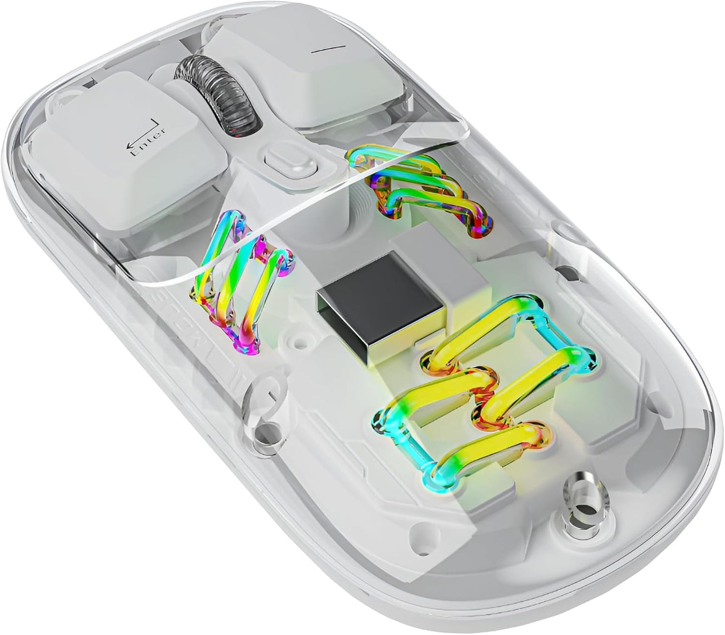 Porodo Transparent Dual-Mode Wireless Mouse RGB Light And Magnetic Cover