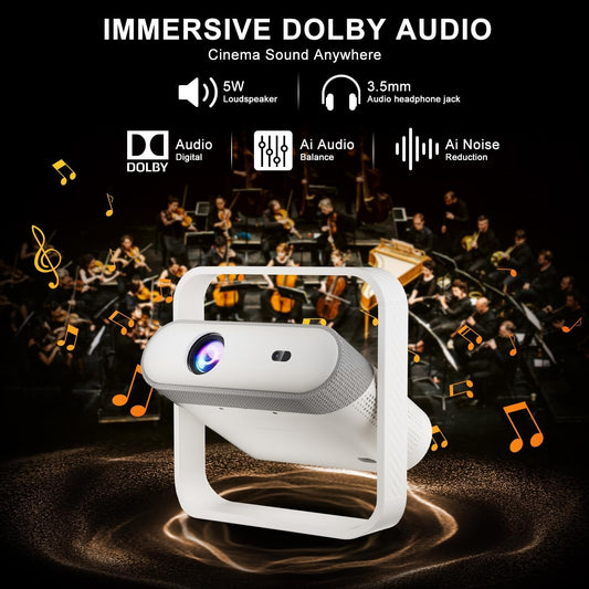 Projector 4K Android,AI Auto Focus,WiFi 6 BT 5.4,Mini Portable Projector