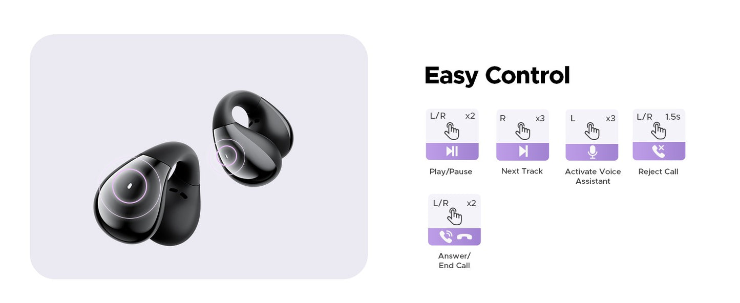 TRUEFREE B1 Wireless Earbuds, Clip-On Earphones, Open-Ear Headphones with Bluetooth
