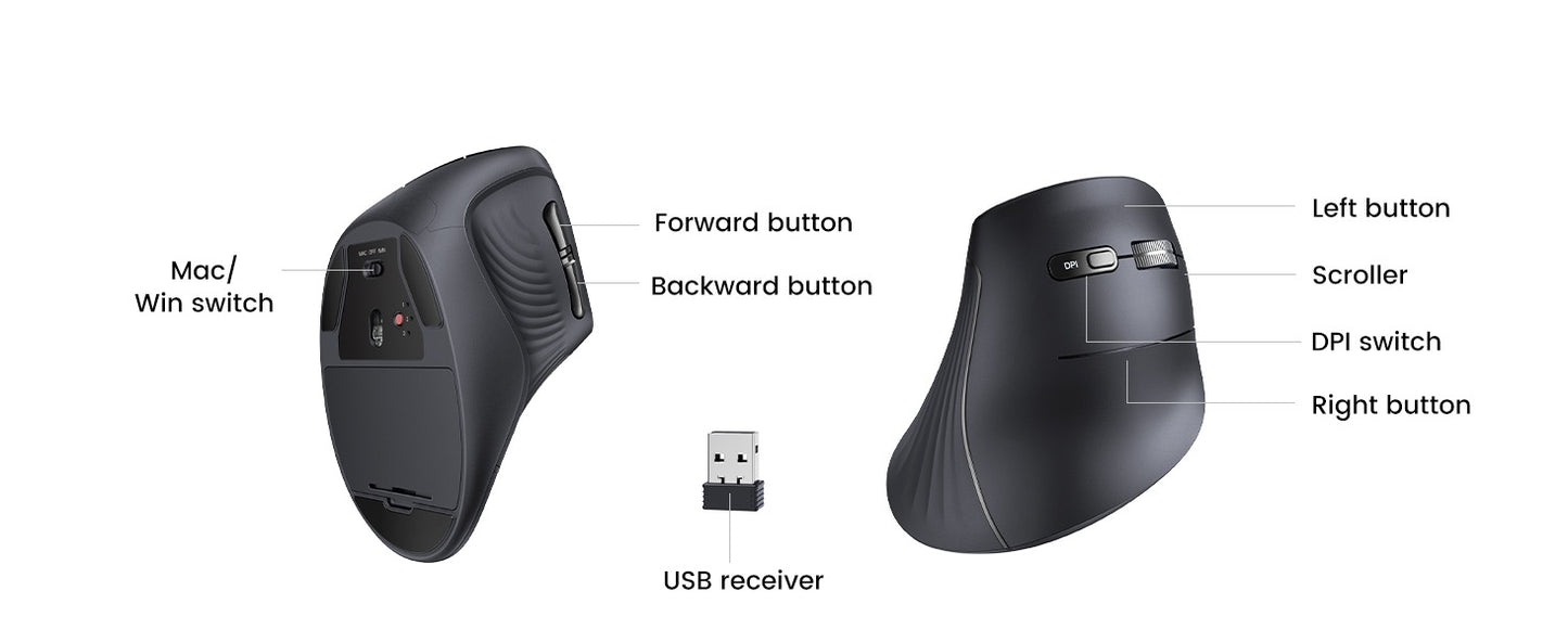 UGREEN Ergonomic Mouse, Vertical Wireless Mouse