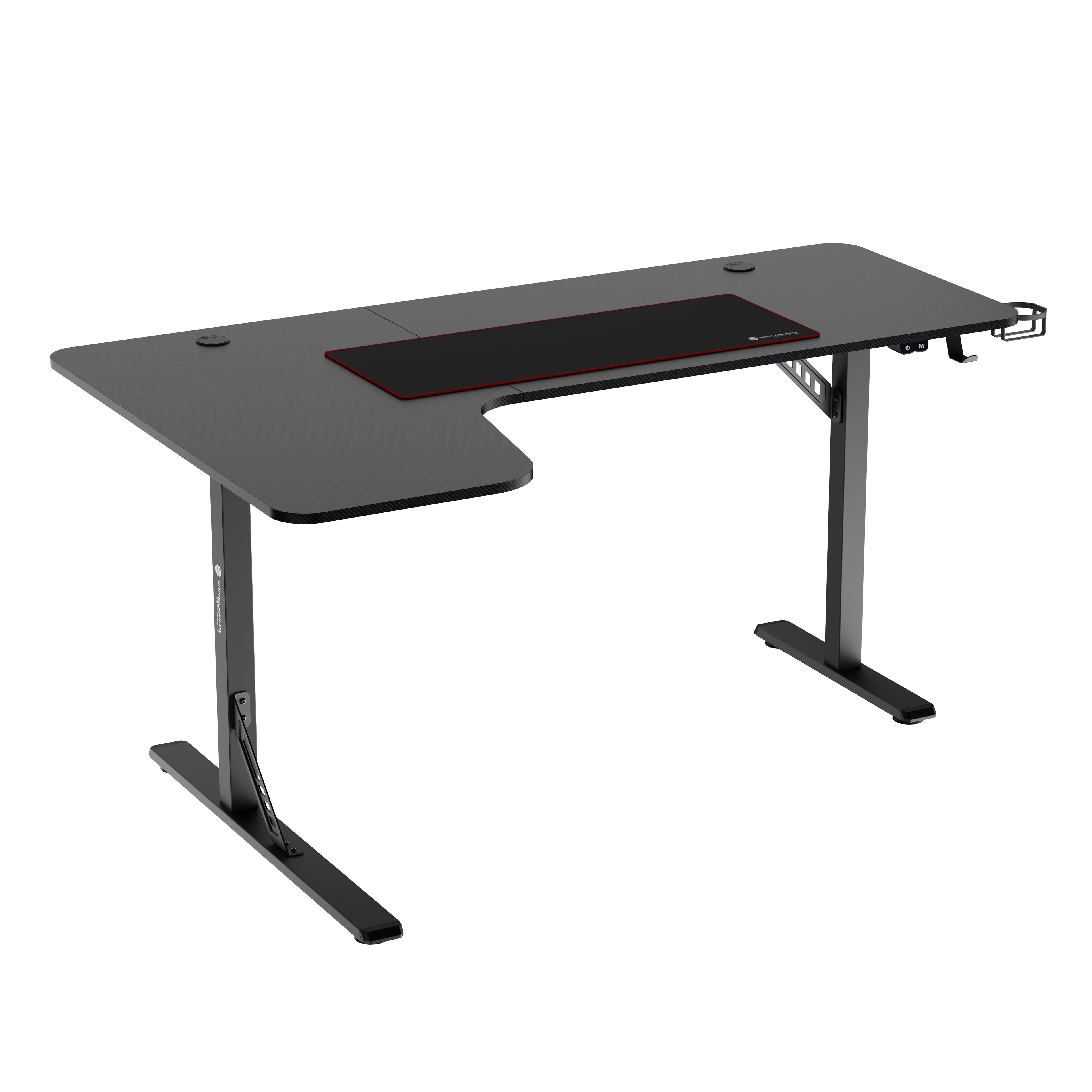 WJ Coolman L Shaped Gaming Desk 903 RGB Black with Large Surface & LED Lights
