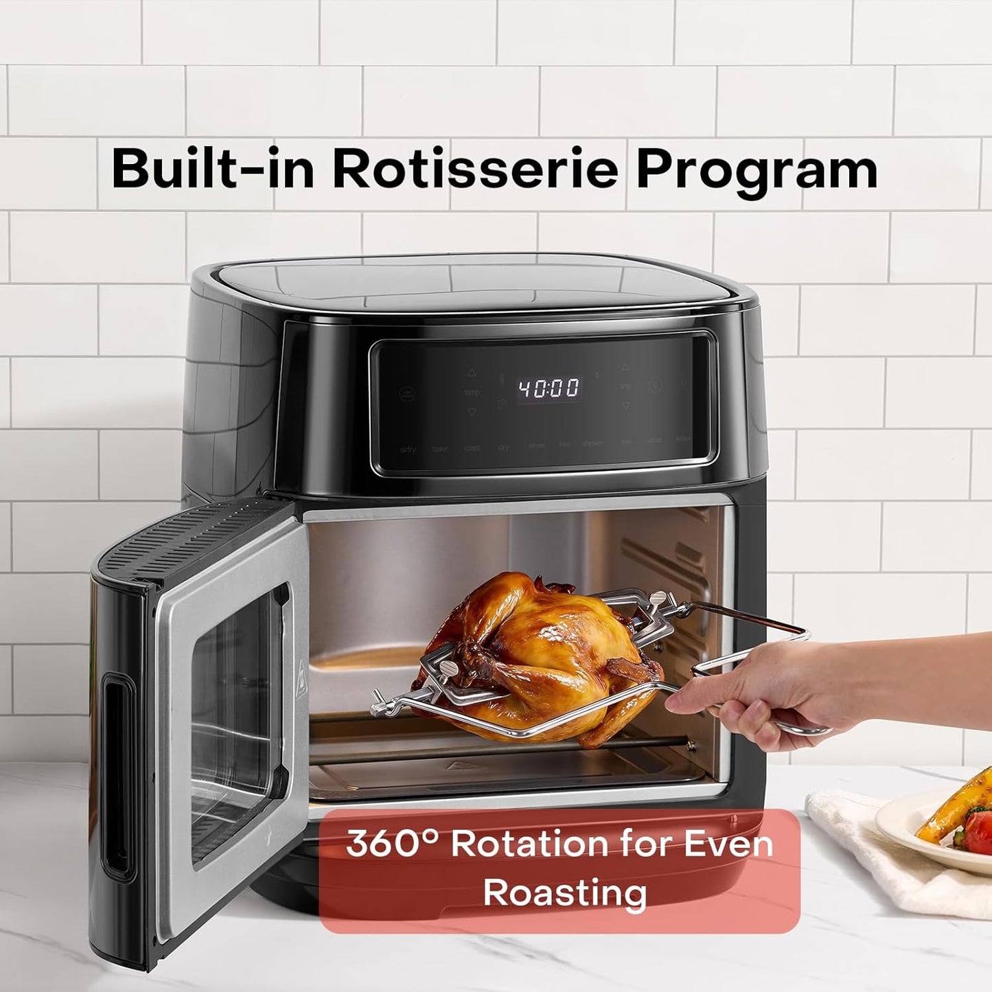 Nutricook 12L Air Fryer Oven with Rotisserie, TwinCrisp Top &amp; Bottom Heating