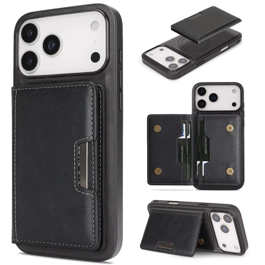 iPhone 17 Pro Max Wallet Case, Magnetic Clasp Cover with Card Holder