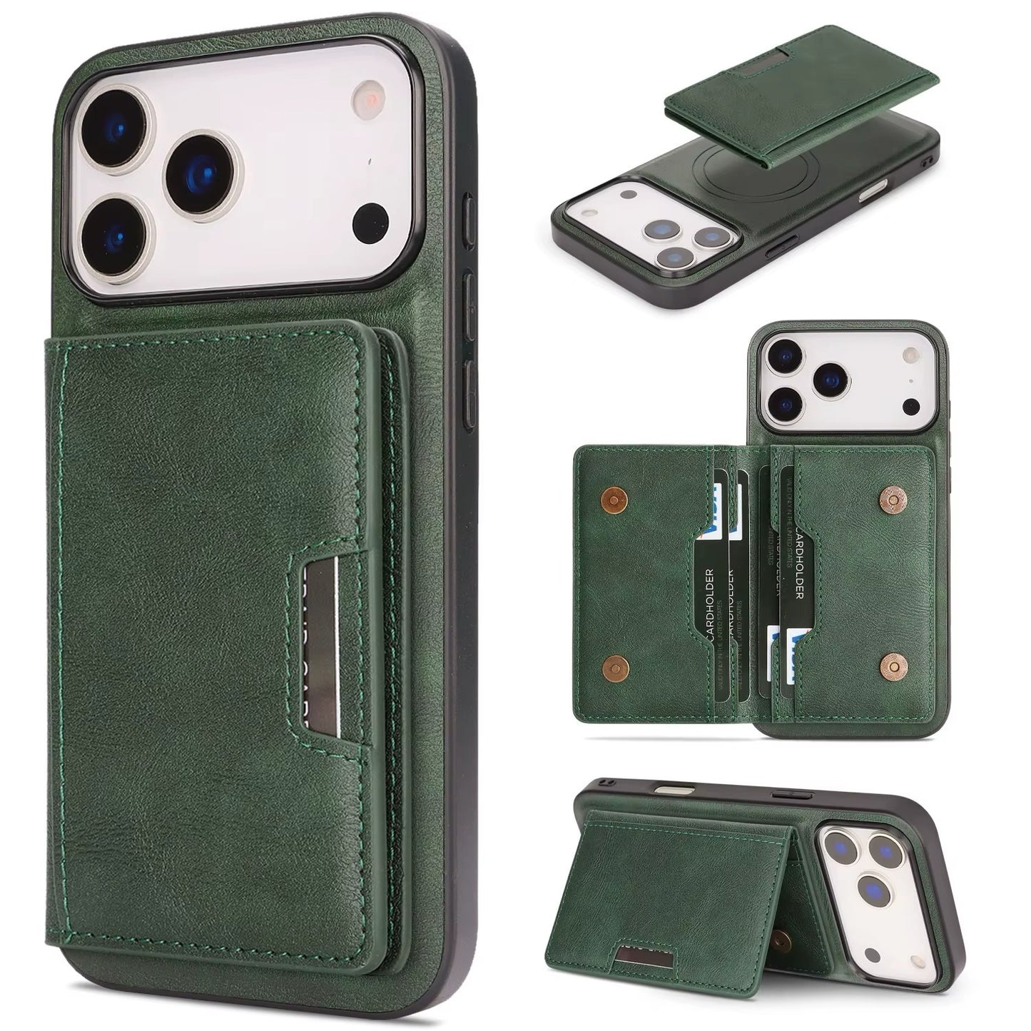iPhone 17 Pro Max Wallet Case, Magnetic Clasp Cover with Card Holder