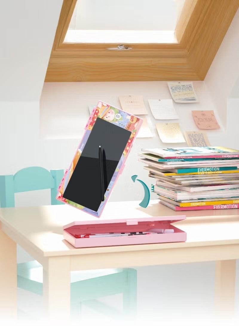 Kids Writing Tablet with Pencil Box &amp; Battery Case / Child-Friendly Design / Reusable Drawing Board / Erasing Button / One-Key Screen Lock / Pencil Case - Pink