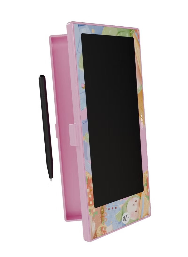Kids Writing Tablet with Pencil Box &amp; Battery Case / Child-Friendly Design / Reusable Drawing Board / Erasing Button / One-Key Screen Lock / Pencil Case - Pink