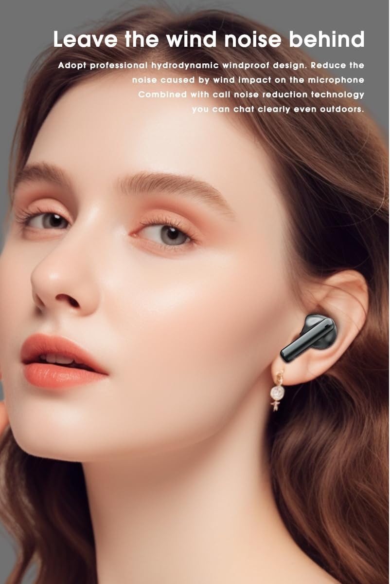 Wireless Earbuds, Bluetooth Headphones with ENC Noise Canceling Translucent Earphones